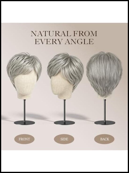 100% Real Human Hair Pixie Wig, 4 Inch Layered Cut, Glueless Throw On & Go,